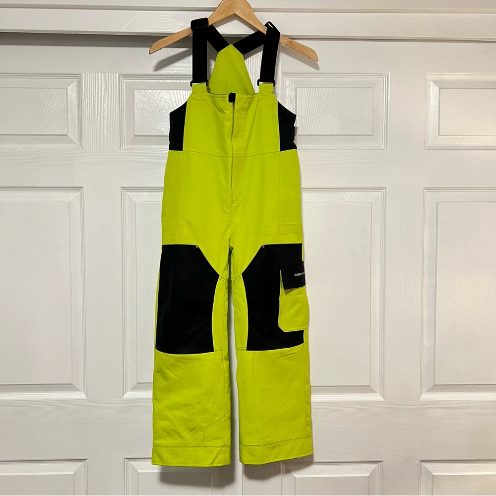 Obermeyer Neon Green and Black Kids Overalls Snow Bib